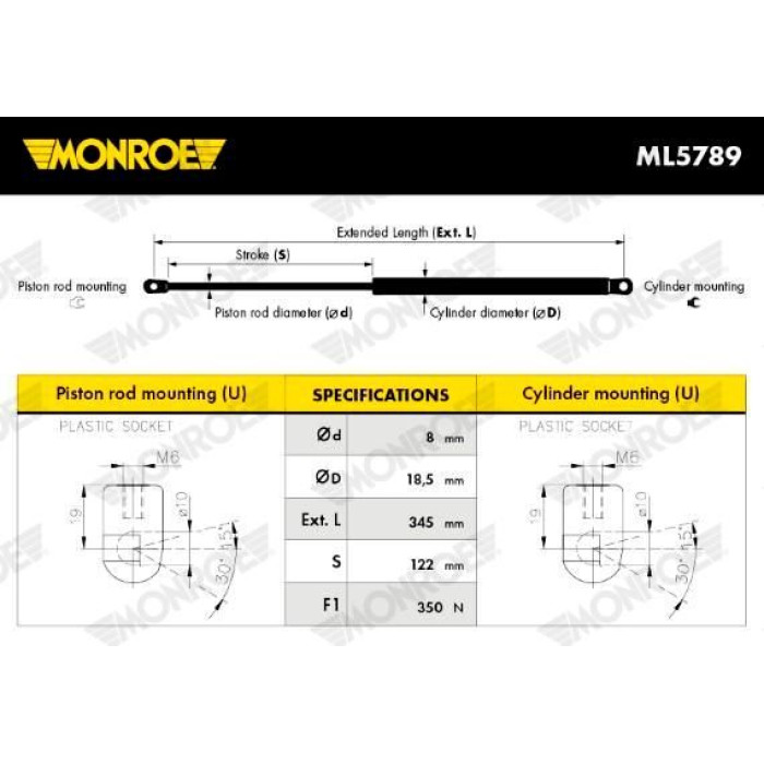 ML5789 Monroe Kofferraum-Gasfeder ML5789 ML5789 Monroe Kofferraum-Gasfeder ML5789