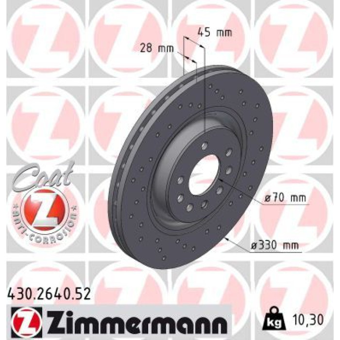 Zimmermann Bremsscheibe Vorderachse Sport 430.2640.52 Zimmermann Bremsscheibe Vorderachse Sport 430.2640.52
