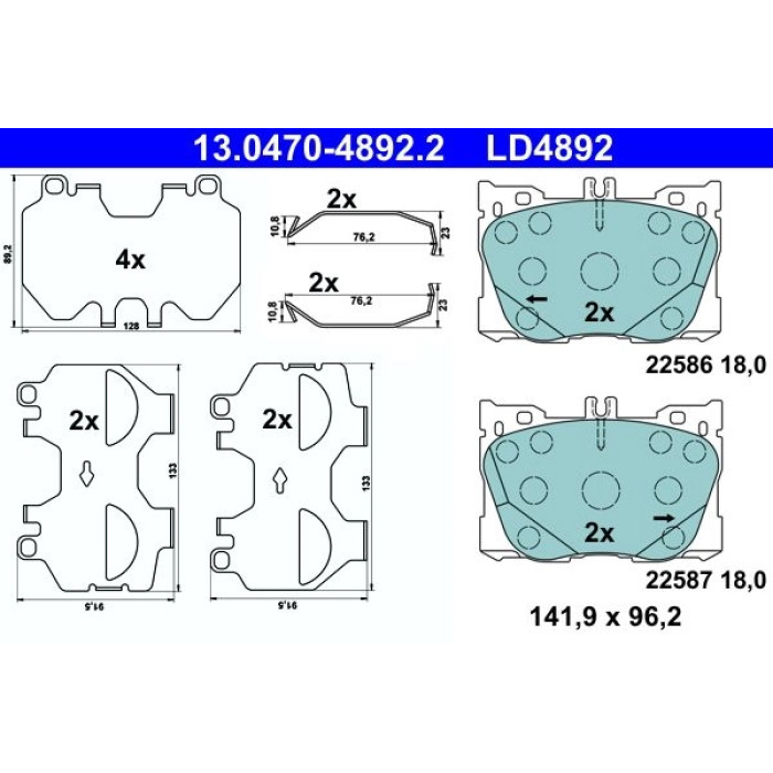 ATE Bremsbelagsatz 13.0470-4892.2 ATE Bremsbelagsatz 13.0470-4892.2