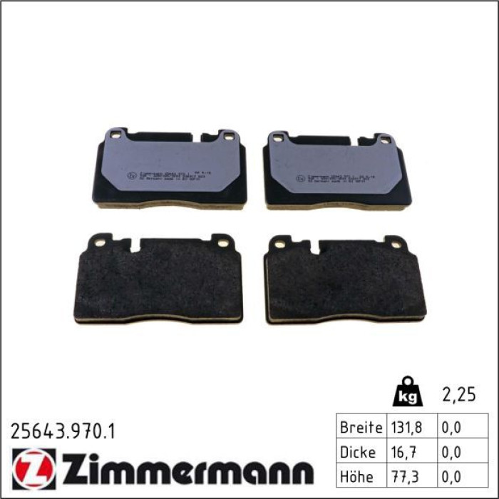 ZIMMERMANN Bremsbelagsatz, Scheibenbremse 25643.970.1 ZIMMERMANN Bremsbelagsatz, Scheibenbremse 25643.970.1