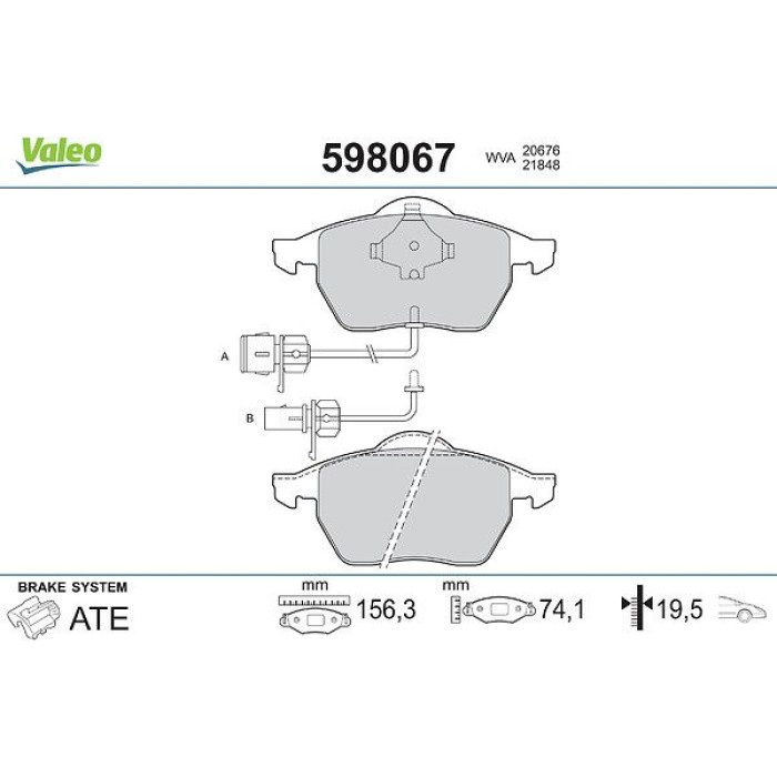 Valeo Bremsbelagsatz 598067 Valeo Bremsbelagsatz 598067