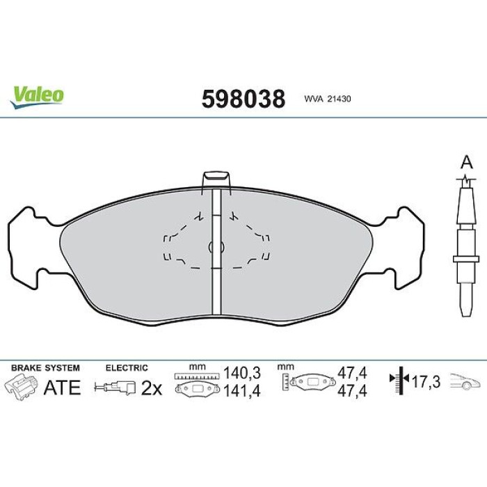 Valeo Bremsbelagsatz 598038 Valeo Bremsbelagsatz 598038