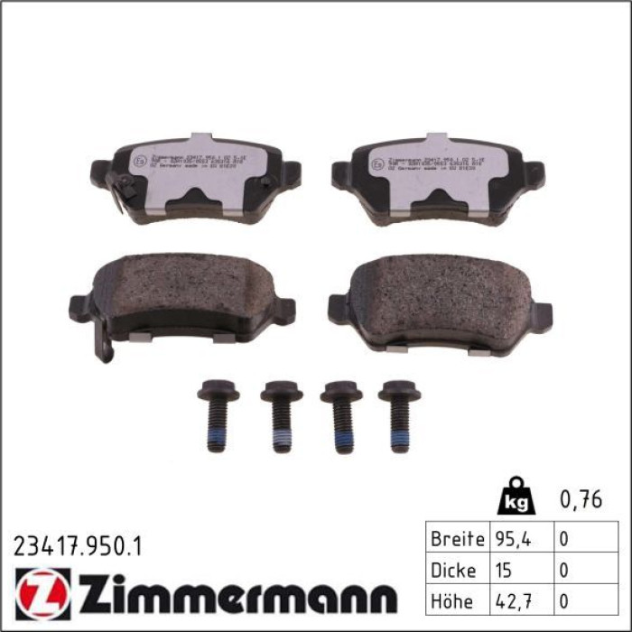 ZIMMERMANN Bremsbeläge 23417.950.1 ZIMMERMANN Bremsbeläge 23417.950.1