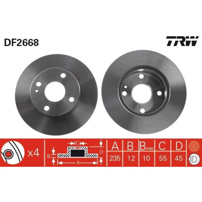 TRW Bremsscheibe DF2668 TRW Bremsscheibe DF2668