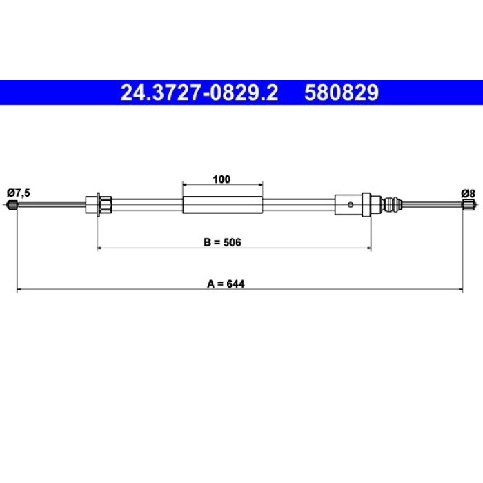ATE Handbremsseil 24.3727-0829.2 ATE Handbremsseil 24.3727-0829.2
