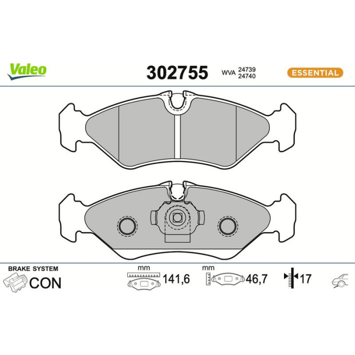 Valeo Bremsbelagsatz 302755 Valeo Bremsbelagsatz 302755