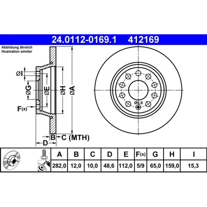 24.0112-0169.1 ATE Bremsscheibe VW Hinterachse Golf 5 24.0112-0169.1 24.0112-0169.1 ATE Bremsscheibe VW Hinterachse Golf 5 24.0112-0169.1