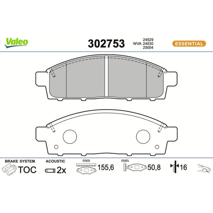 Valeo Bremsbelagsatz 302753 Valeo Bremsbelagsatz 302753