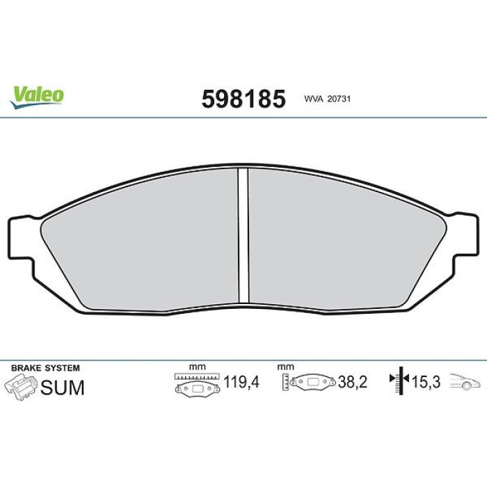 Valeo Bremsbelagsatz 598185 Valeo Bremsbelagsatz 598185
