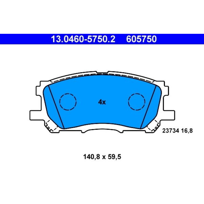 ATE Bremsbelagsatz Lexus Vorderachse Rx 3, 0-3, 5 03-08 13.0460-5750.2 ATE Bremsbelagsatz Lexus Vorderachse Rx 3, 0-3, 5 03-08 13.0460-5750.2