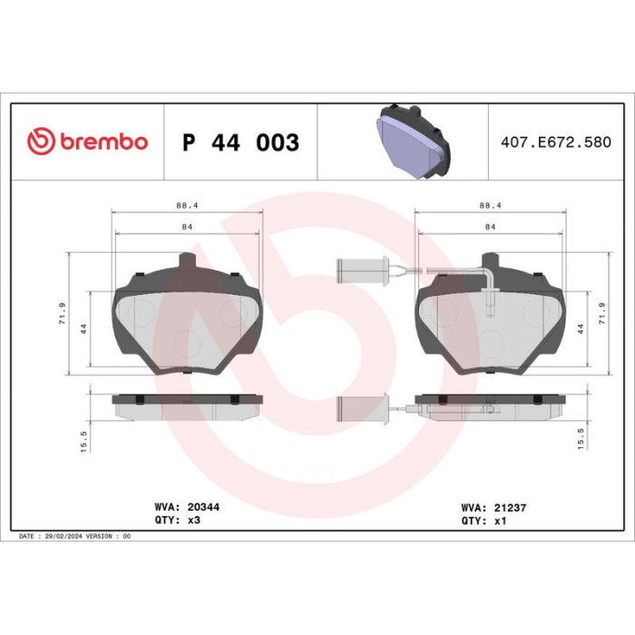 BREMBO Bremsklötze HA P 44 003 BREMBO Bremsklötze HA P 44 003