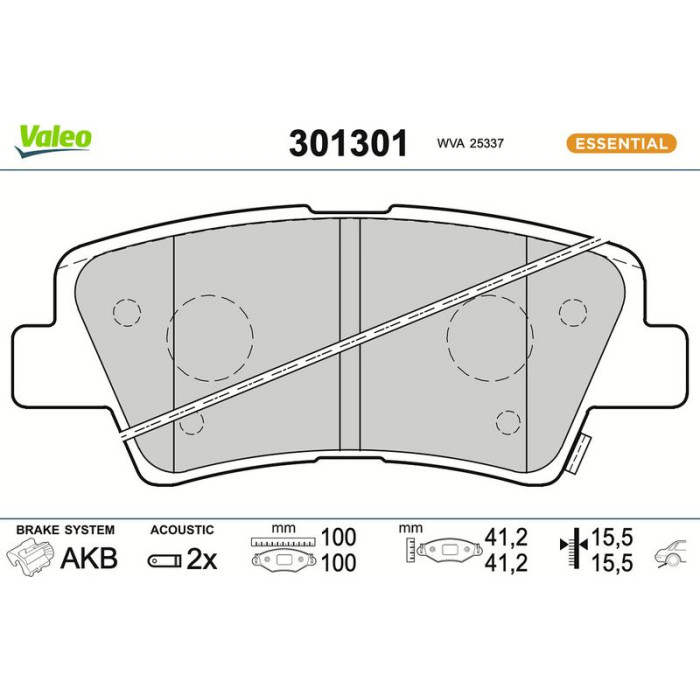Valeo Bremsbelagsatz 301301 Valeo Bremsbelagsatz 301301