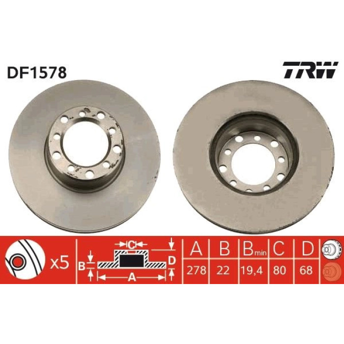 TRW Bremsscheibe DF1578 TRW Bremsscheibe DF1578