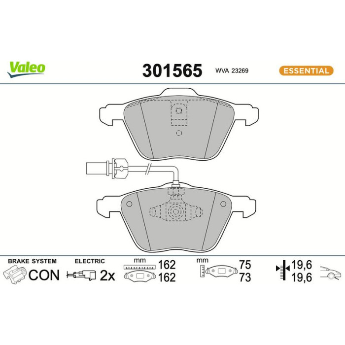 Valeo Bremsbelagsatz 301565 Valeo Bremsbelagsatz 301565
