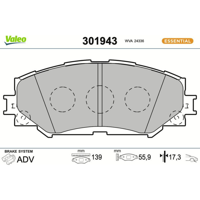 Valeo Bremsbelagsatz 301943 Valeo Bremsbelagsatz 301943