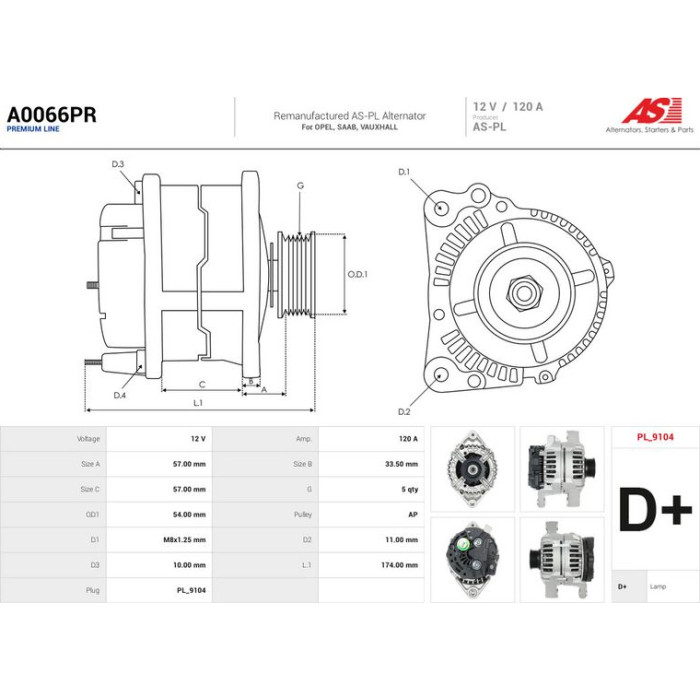 A0066PR AUTOSTARTER Lichtmaschine (Generator) A0066PR A0066PR AUTOSTARTER Lichtmaschine (Generator) A0066PR