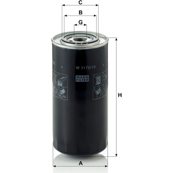 MANN-FILTER Ölfilter LKW W 1170/16 MANN-FILTER Ölfilter LKW W 1170/16