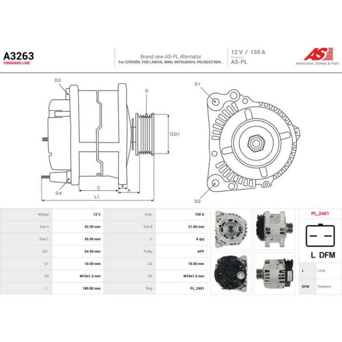 A3263 AS-PL Lichtmaschine (Generator) A3263 A3263 AS-PL Lichtmaschine (Generator) A3263