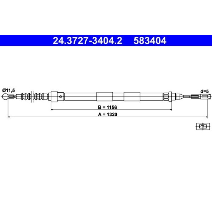 ATE Handbremsseil 24.3727-3404.2 ATE Handbremsseil 24.3727-3404.2