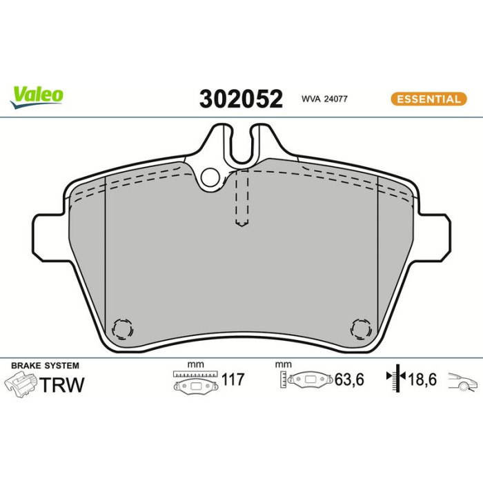 Valeo Bremsbelagsatz 302052 Valeo Bremsbelagsatz 302052