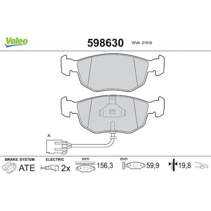 Valeo Bremsbelagsatz 598630 Valeo Bremsbelagsatz 598630