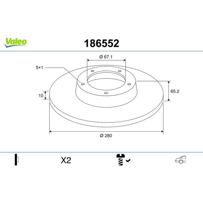 Valeo Bremsscheibe 186552 Valeo Bremsscheibe 186552