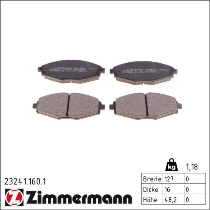 ZIMMERMANN Bremsbeläge 23241.160.1 ZIMMERMANN Bremsbeläge 23241.160.1