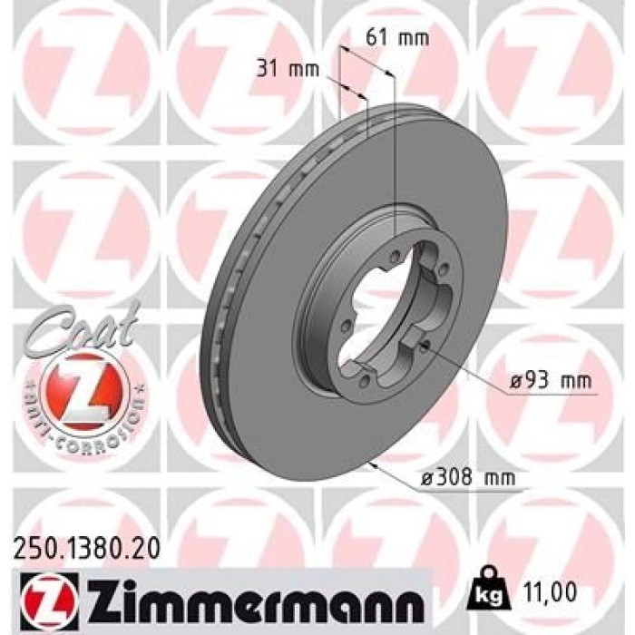 Zimmermann Bremsscheibe Vorderachse 250.1380.20 Zimmermann Bremsscheibe Vorderachse 250.1380.20