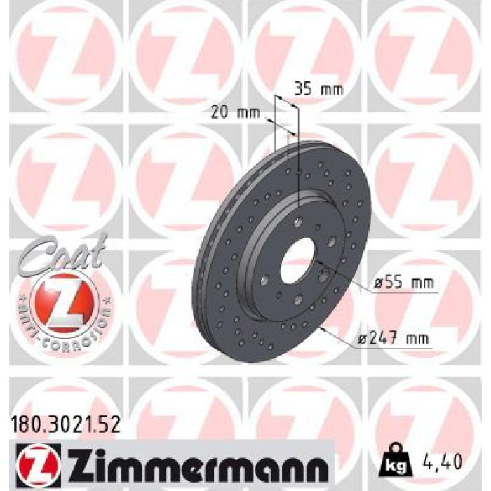 Zimmermann 70 481 028 Sport Bremsscheibe Vorderachse Sport 180.3021.52 Zimmermann 70 481 028 Sport Bremsscheibe Vorderachse Sport 180.3021.52