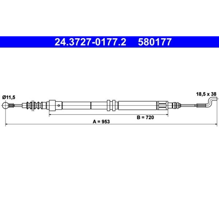 ATE Handbremsseil 24.3727-0177.2 ATE Handbremsseil 24.3727-0177.2