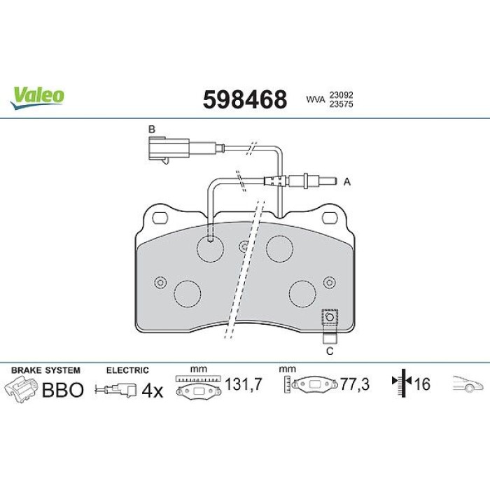 Valeo Bremsbelagsatz 598468 Valeo Bremsbelagsatz 598468