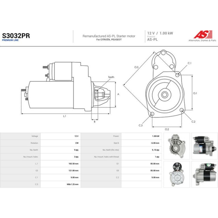 AS-PL Anlasser S3032PR AS-PL Anlasser S3032PR
