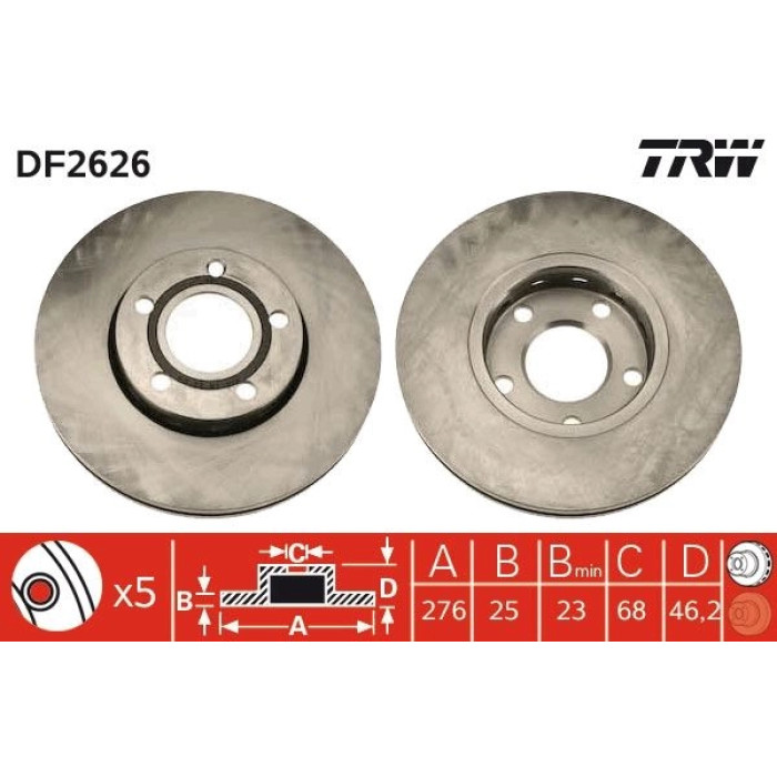 TRW Bremsscheibe DF2626 TRW Bremsscheibe DF2626