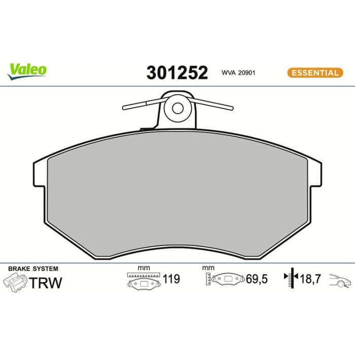 301252 Valeo Bremsbelagsatz 301252 301252 Valeo Bremsbelagsatz 301252