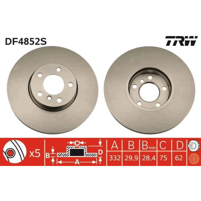 TRW Bremsscheibe BMW E70 X5 07 DF4852S TRW Bremsscheibe BMW E70 X5 07 DF4852S