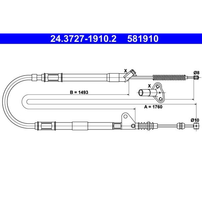 ATE Handbremsseil 24.3727-1910.2 ATE Handbremsseil 24.3727-1910.2