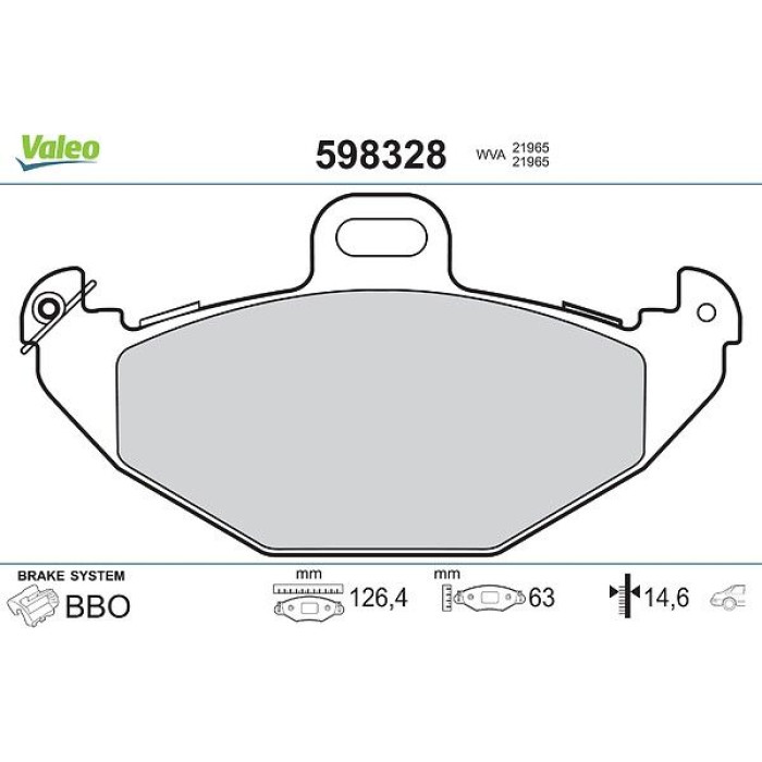 Valeo Bremsbelagsatz 598328 Valeo Bremsbelagsatz 598328