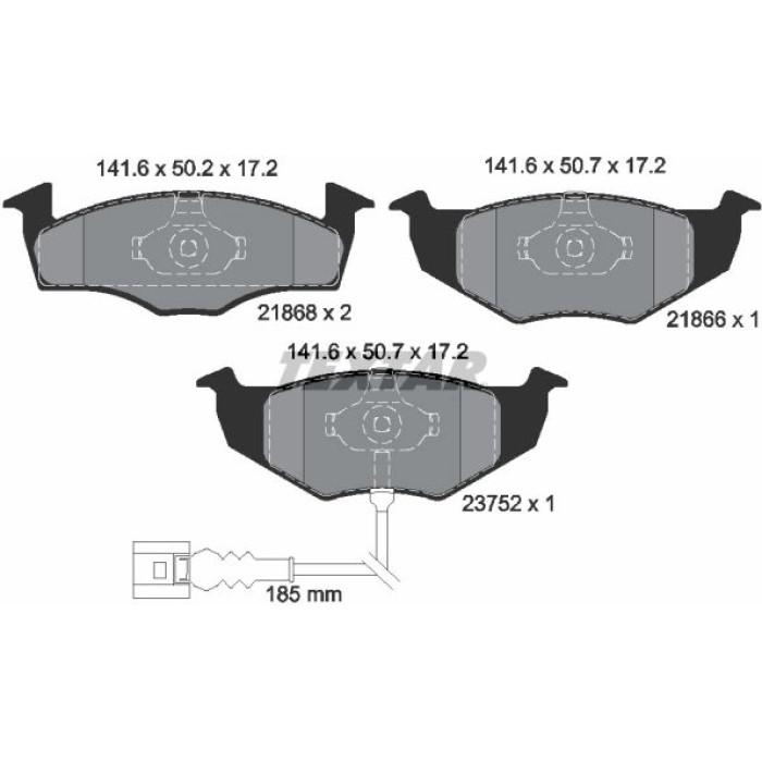 Textar Bremsbelagsatz 2186801 – Bremsscheibe 239 mm, mit Verschleißsensor