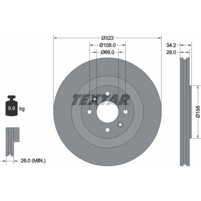 Textar Bremsscheibe 92267103 Textar Bremsscheibe 92267103