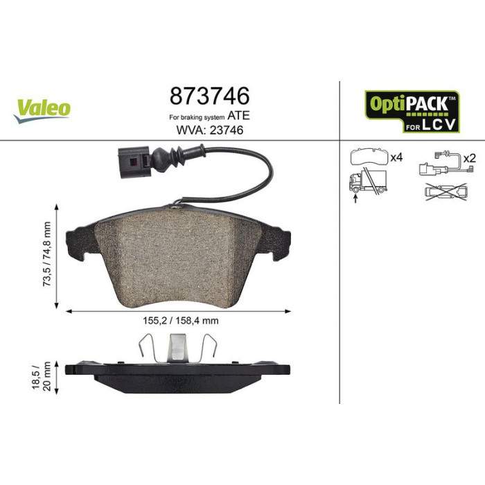 Valeo Bremsbelagsatz 873746 Valeo Bremsbelagsatz 873746