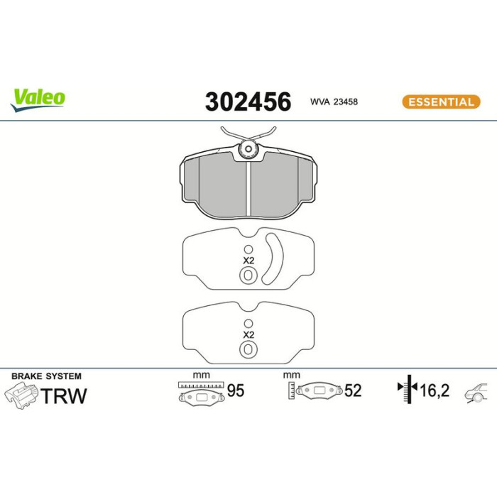 Valeo Bremsbelagsatz 302456 Valeo Bremsbelagsatz 302456
