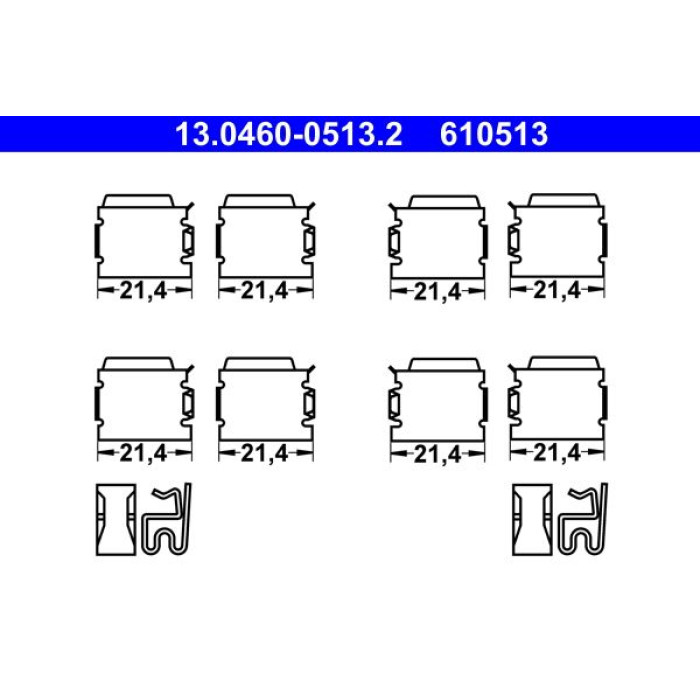 ATE Zubehörsatz Bremsbeläge 13.0460-0513.2 ATE Zubehörsatz Bremsbeläge 13.0460-0513.2