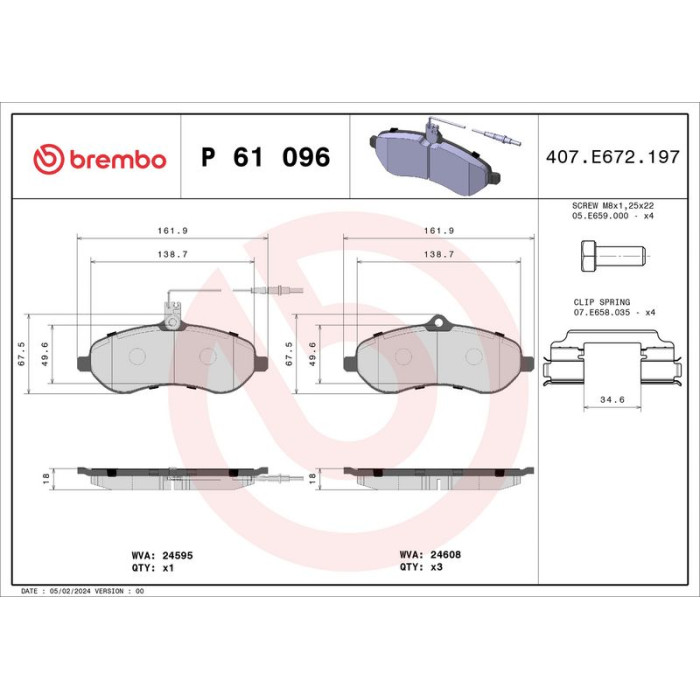 BREMBO Bremsklötze VA P 61 096 BREMBO Bremsklötze VA P 61 096