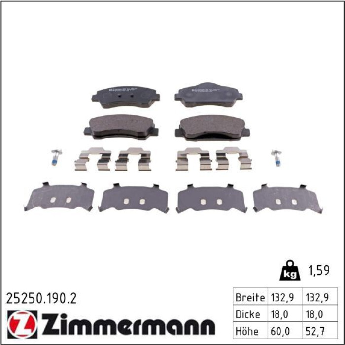 ZIMMERMANN Bremsbeläge 25250.190.2 ZIMMERMANN Bremsbeläge 25250.190.2