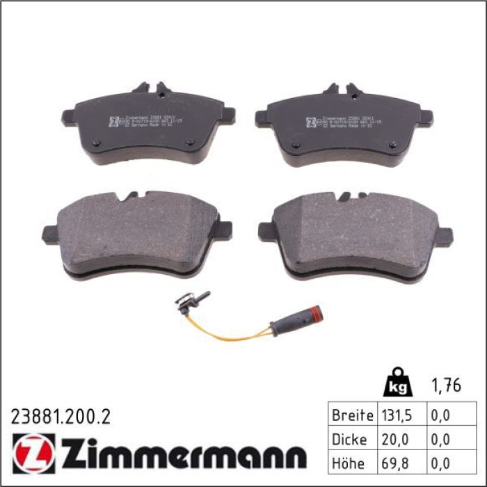 ZIMMERMANN Bremsbeläge 23881.200.2 ZIMMERMANN Bremsbeläge 23881.200.2