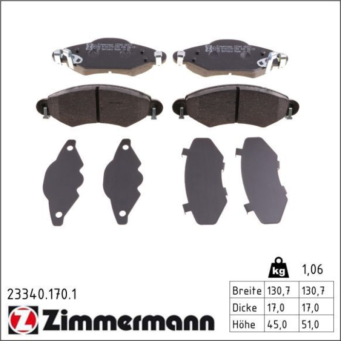 ZIMMERMANN Bremsbeläge 23340.170.1 ZIMMERMANN Bremsbeläge 23340.170.1