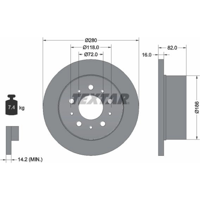 Textar Bremsscheibe 92157403 – 1100-1500-1700 kg Textar Bremsscheibe 92157403 – 1100-1500-1700 kg