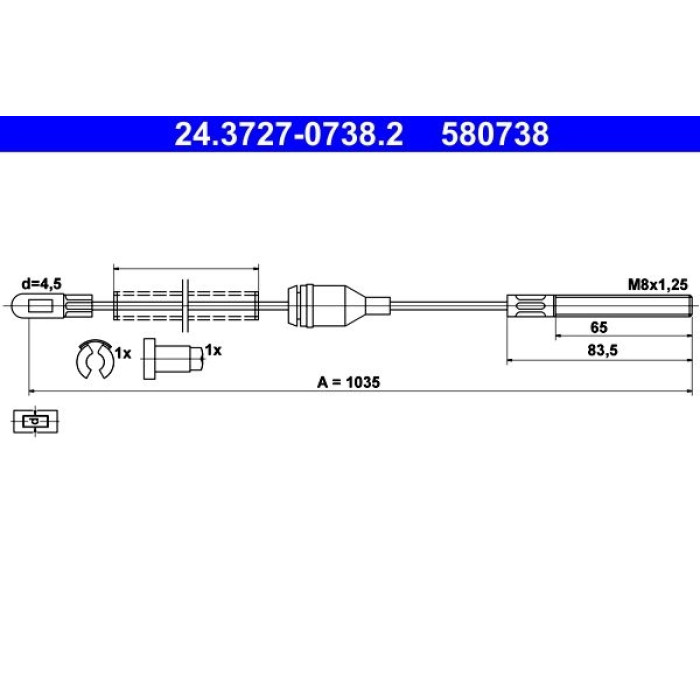 ATE Handbremsseil 24.3727-0738.2 ATE Handbremsseil 24.3727-0738.2