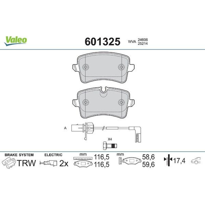 Valeo Bremsbelagsatz 601325 Valeo Bremsbelagsatz 601325