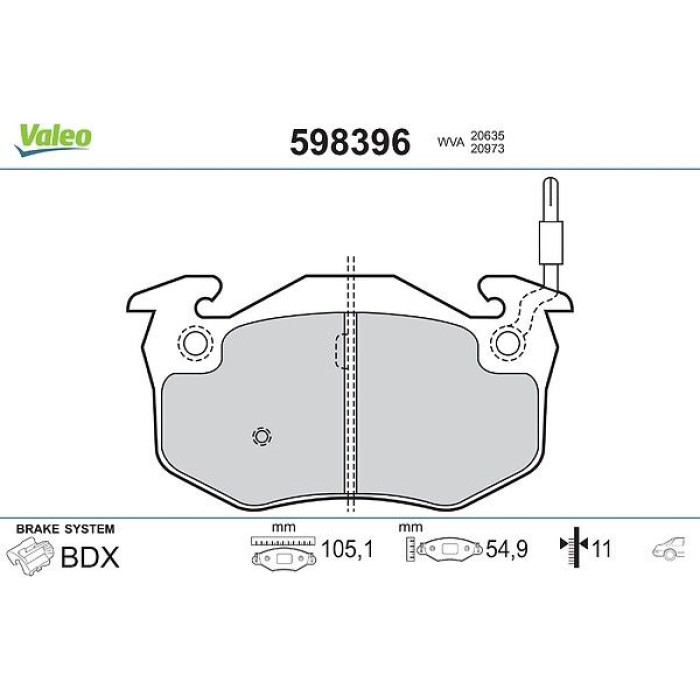 Valeo Bremsbelagsatz 598396 Valeo Bremsbelagsatz 598396